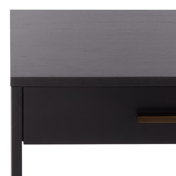 Safavieh JESSEY 2 Drawer Wood Desk - Modern Design with Spacious Storage for Stylish Home Office Setup Black / Brass SFV4236A