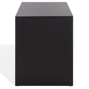 Safavieh JESSEY 2 Drawer Wood Desk - Modern Design with Spacious Storage for Stylish Home Office Setup Black / Brass SFV4236A