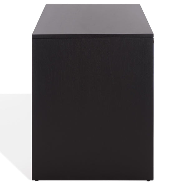 Safavieh JESSEY 2 Drawer Wood Desk - Modern Design with Spacious Storage for Stylish Home Office Setup Black / Brass SFV4236A