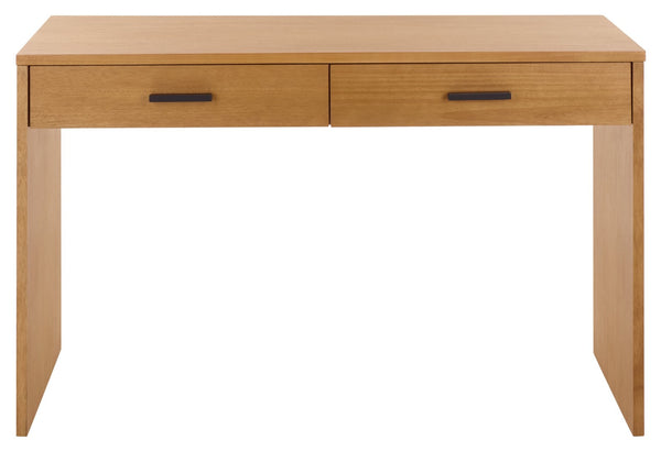 Safavieh JESSEY 2 Drawer Wood Desk - Modern Design with Spacious Storage for Stylish Home Office Setup Natural / Black SFV4236B