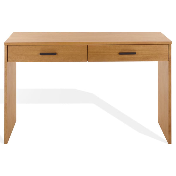 Safavieh JESSEY 2 Drawer Wood Desk - Modern Design with Spacious Storage for Stylish Home Office Setup Natural / Black SFV4236B