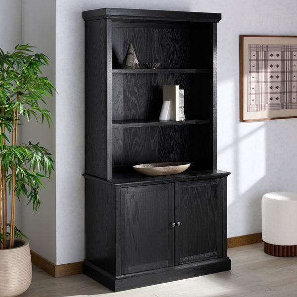 Safavieh Haylina 4 Shelf Wood Bookcase – Elegant Design For Organized Living In Modern Spaces And Style Black Wood ,Metal Sfv4237a-2bx