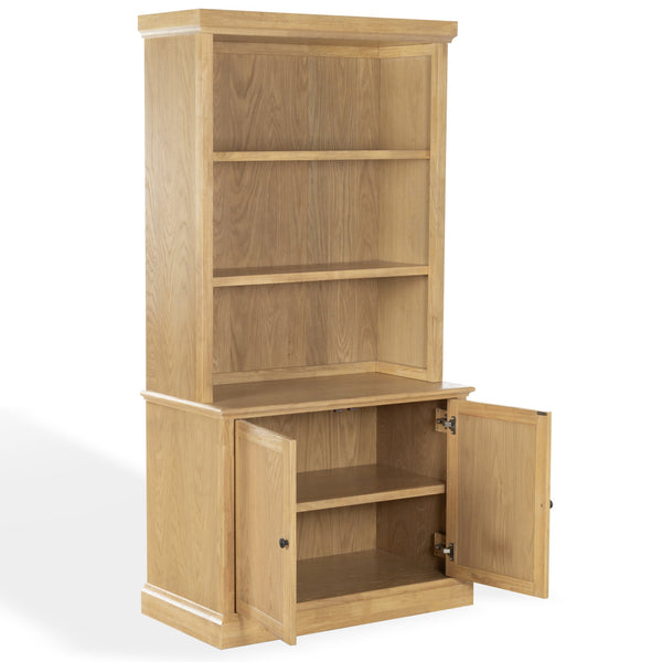 Safavieh Haylina 4 Shelf Wood Bookcase – Elegant Design For Organized Living In Modern Spaces And Style Natural ,Black Wood ,Metal Sfv4237b-2bx