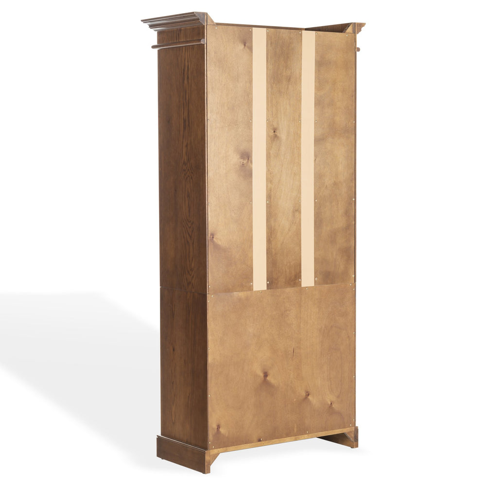 Safavieh Francesco 4 Shelf Wood Bookcase – Stylish Storage Solution With Elegant Accents For Any Room Walnut ,Brass Wood ,Metal Sfv4238a-2bx