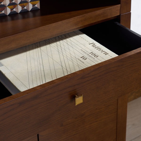 Safavieh Francesco 4 Shelf Wood Bookcase – Stylish Storage Solution With Elegant Accents For Any Room Walnut ,Brass Wood ,Metal Sfv4238a-2bx