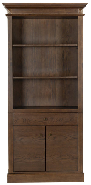 Safavieh Francesco 4 Shelf Wood Bookcase – Stylish Storage Solution With Elegant Accents For Any Room Walnut ,Brass Wood ,Metal Sfv4238a-2bx