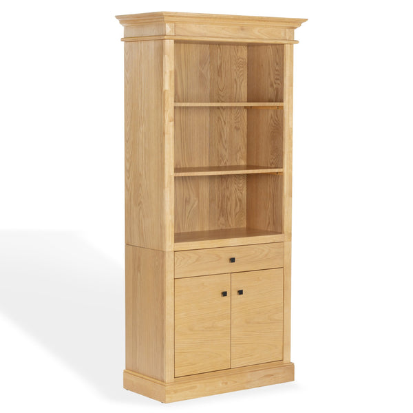 Safavieh Francesco 4 Shelf Wood Bookcase – Stylish Storage Solution With Elegant Accents For Any Room Natural ,Black Wood ,Metal Sfv4238b-2bx