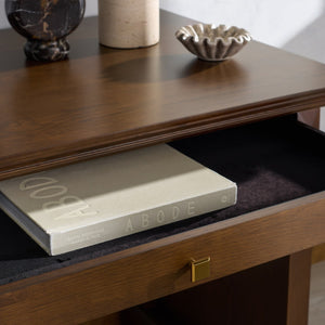 Safavieh Francesco 4 Drawer Wood Desk – Elegant Design With Durable Construction For A Stylish Workspace Upgrade Walnut ,Brass Wood ,Metal Sfv4239a-2bx