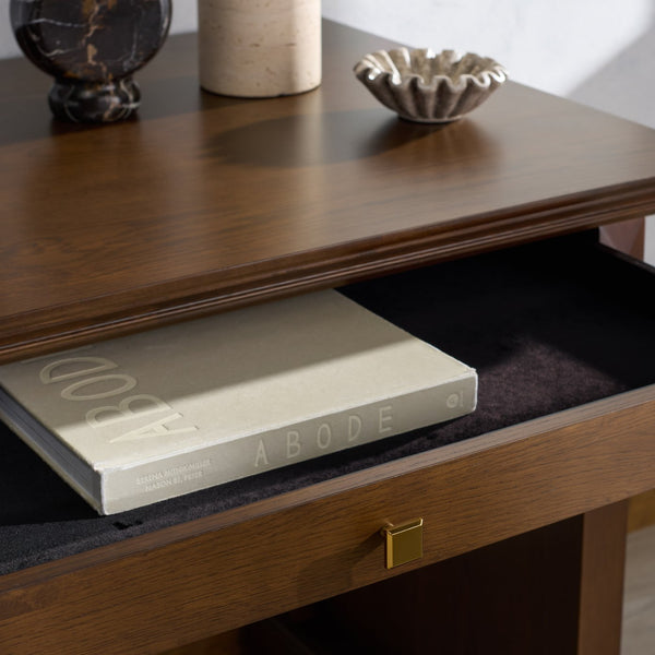 Safavieh Francesco 4 Drawer Wood Desk – Elegant Design With Durable Construction For A Stylish Workspace Upgrade Walnut ,Brass Wood ,Metal Sfv4239a-2bx