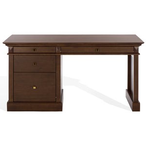 Safavieh Francesco 4 Drawer Wood Desk – Elegant Design With Durable Construction For A Stylish Workspace Upgrade Walnut ,Brass Wood ,Metal Sfv4239a-2bx