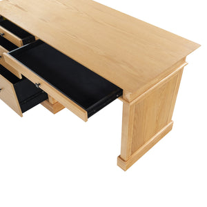 Safavieh Francesco 4 Drawer Wood Desk – Elegant Design With Durable Construction For A Stylish Workspace Upgrade Natural ,Black Wood ,Metal Sfv4239b-2bx