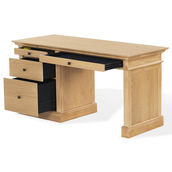 Safavieh Francesco 4 Drawer Wood Desk – Elegant Design With Durable Construction For A Stylish Workspace Upgrade Natural ,Black Wood ,Metal Sfv4239b-2bx