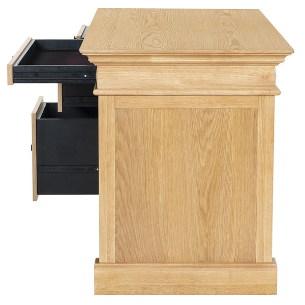 Safavieh Francesco 4 Drawer Wood Desk – Elegant Design With Durable Construction For A Stylish Workspace Upgrade Natural ,Black Wood ,Metal Sfv4239b-2bx