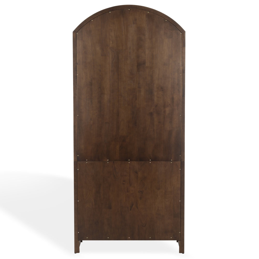 Safavieh Elladora Sophisticated Ribbed Front Wood Bookcase - Elevate Your Space With Modern Elegance Walnut ,Brass Wood ,Metal Sfv4240a-2bx