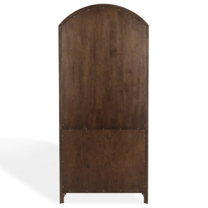 Safavieh Elladora Sophisticated Ribbed Front Wood Bookcase - Elevate Your Space With Modern Elegance Walnut ,Brass Wood ,Metal Sfv4240a-2bx