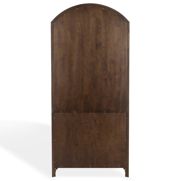 Safavieh Elladora Sophisticated Ribbed Front Wood Bookcase - Elevate Your Space With Modern Elegance Walnut ,Brass Wood ,Metal Sfv4240a-2bx