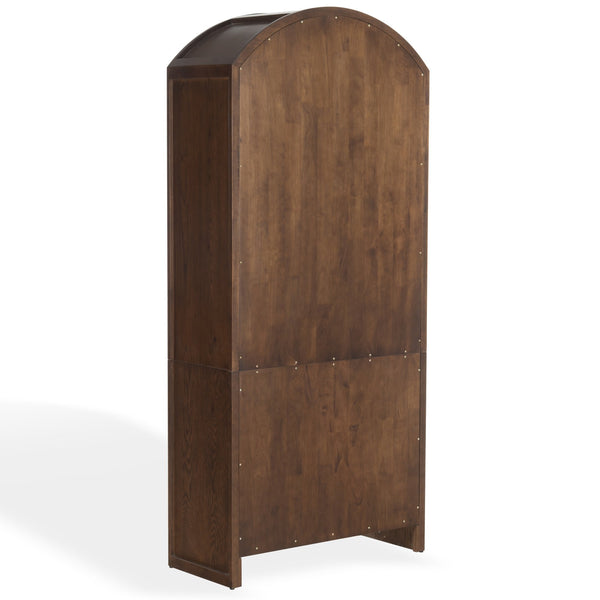 Safavieh Elladora Sophisticated Ribbed Front Wood Bookcase - Elevate Your Space With Modern Elegance Walnut ,Brass Wood ,Metal Sfv4240a-2bx