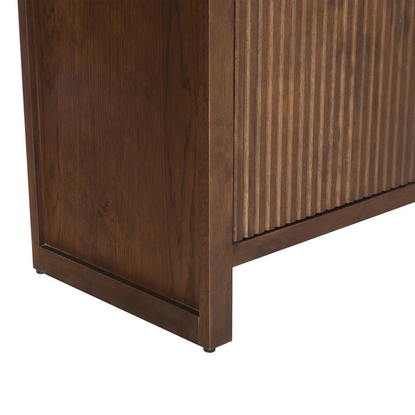 Safavieh Elladora Sophisticated Ribbed Front Wood Bookcase - Elevate Your Space With Modern Elegance Walnut ,Brass Wood ,Metal Sfv4240a-2bx