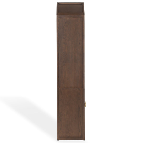 Safavieh Elladora Sophisticated Ribbed Front Wood Bookcase - Elevate Your Space With Modern Elegance Walnut ,Brass Wood ,Metal Sfv4240a-2bx