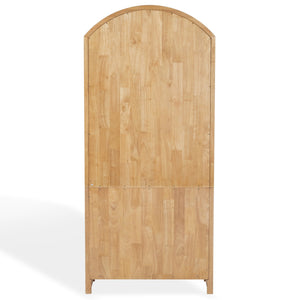 Safavieh Elladora Sophisticated Ribbed Front Wood Bookcase - Elevate Your Space With Modern Elegance Natural ,Black Wood ,Metal Sfv4240b-2bx