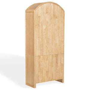 Safavieh Elladora Sophisticated Ribbed Front Wood Bookcase - Elevate Your Space With Modern Elegance Natural ,Black Wood ,Metal Sfv4240b-2bx