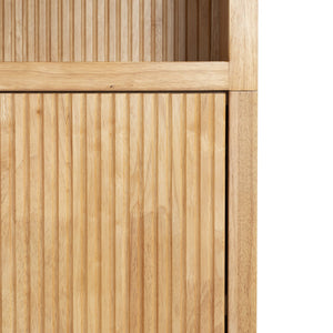 Safavieh Elladora Sophisticated Ribbed Front Wood Bookcase - Elevate Your Space With Modern Elegance Natural ,Black Wood ,Metal Sfv4240b-2bx