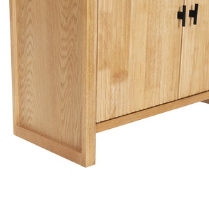 Safavieh Elladora Sophisticated Ribbed Front Wood Bookcase - Elevate Your Space With Modern Elegance Natural ,Black Wood ,Metal Sfv4240b-2bx