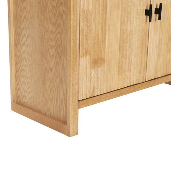 Safavieh Elladora Sophisticated Ribbed Front Wood Bookcase - Elevate Your Space With Modern Elegance Natural ,Black Wood ,Metal Sfv4240b-2bx