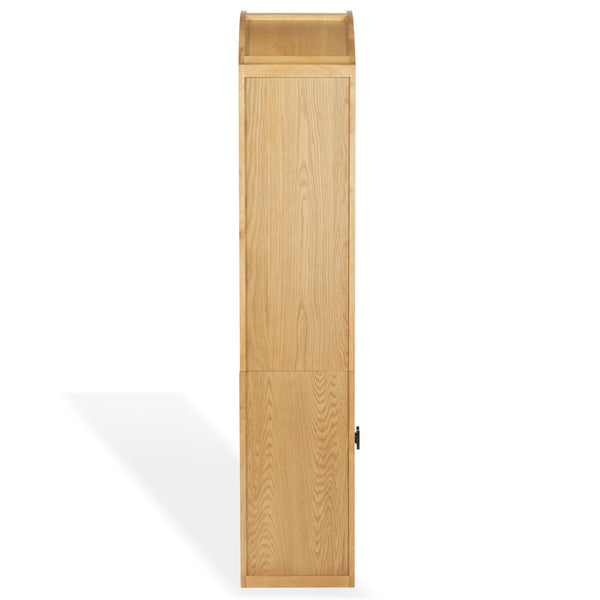 Safavieh Elladora Sophisticated Ribbed Front Wood Bookcase - Elevate Your Space With Modern Elegance Natural ,Black Wood ,Metal Sfv4240b-2bx