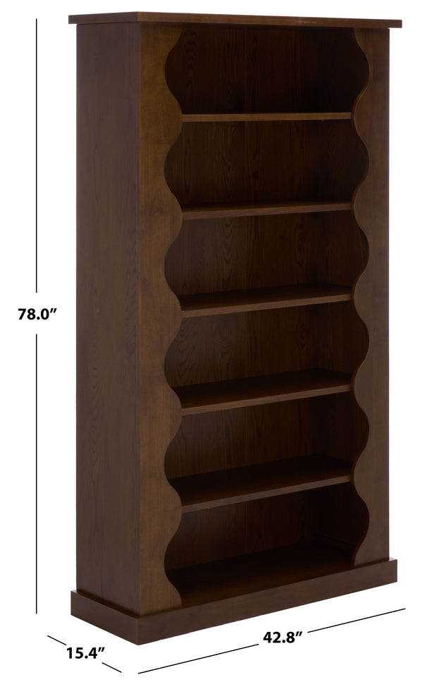 Safavieh Tristyna Wood 6 Shelf Bookcase - Elegant Design For Organizing Books And Showcasing Decor Effortlessly Walnut Wood Sfv4245a-2bx