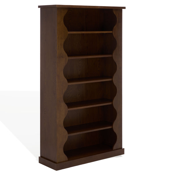 Safavieh Tristyna Wood 6 Shelf Bookcase - Elegant Design For Organizing Books And Showcasing Decor Effortlessly Walnut Wood Sfv4245a-2bx