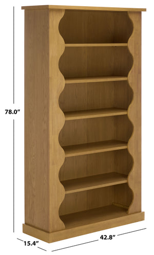 Safavieh Tristyna Wood 6 Shelf Bookcase - Elegant Design For Organizing Books And Showcasing Decor Effortlessly Natural Wood Sfv4245b-2bx