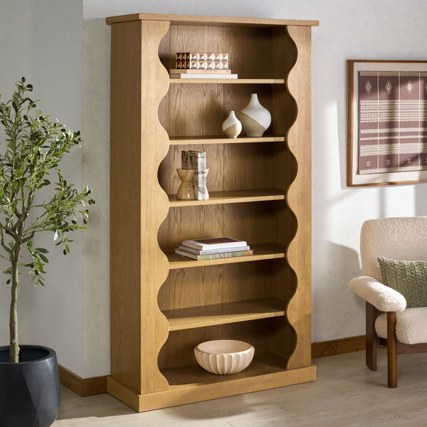Safavieh Tristyna Wood 6 Shelf Bookcase - Elegant Design For Organizing Books And Showcasing Decor Effortlessly Natural Wood Sfv4245b-2bx