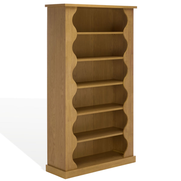 Safavieh Tristyna Wood 6 Shelf Bookcase - Elegant Design For Organizing Books And Showcasing Decor Effortlessly Natural Wood Sfv4245b-2bx