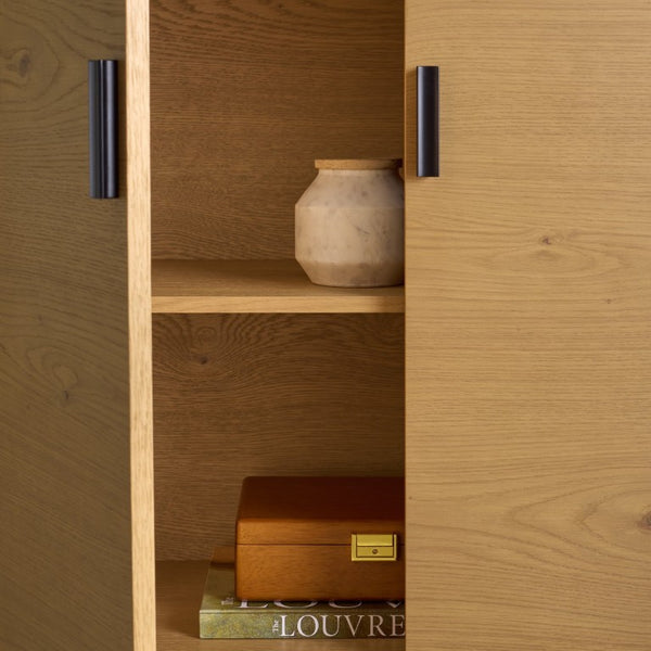 Safavieh Jaylessa Five Shelf Tall Narrow Bookcase Natural Wood and Metal Industrial Frame SFV4246A-2BX