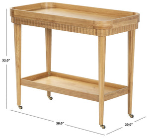 Safavieh FELICIABRIANA Wood Bar Cart - Stylish 2-Shelf Design for Entertaining & Versatile Storage Solution Natural SFV4247A