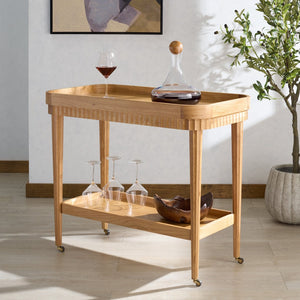 Safavieh FELICIABRIANA Wood Bar Cart - Stylish 2-Shelf Design for Entertaining & Versatile Storage Solution Natural SFV4247A