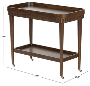 Safavieh FELICIABRIANA Wood Bar Cart - Stylish 2-Shelf Design for Entertaining & Versatile Storage Solution Walnut SFV4247B
