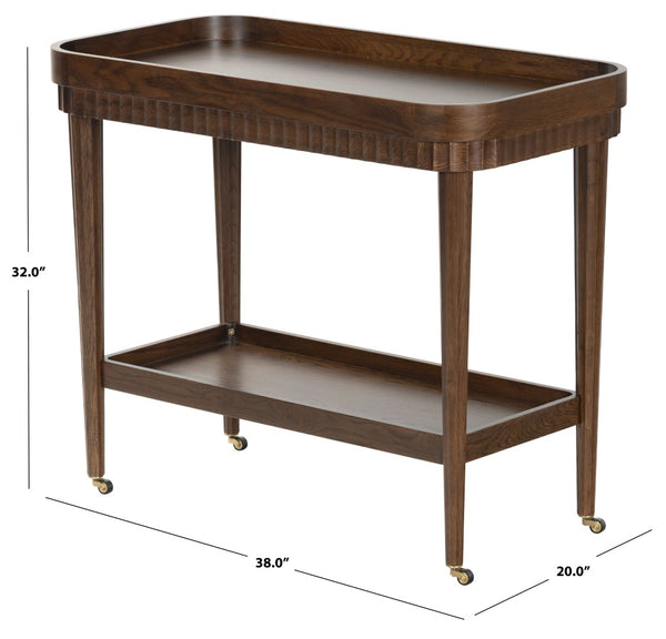 Safavieh FELICIABRIANA Wood Bar Cart - Stylish 2-Shelf Design for Entertaining & Versatile Storage Solution Walnut SFV4247B