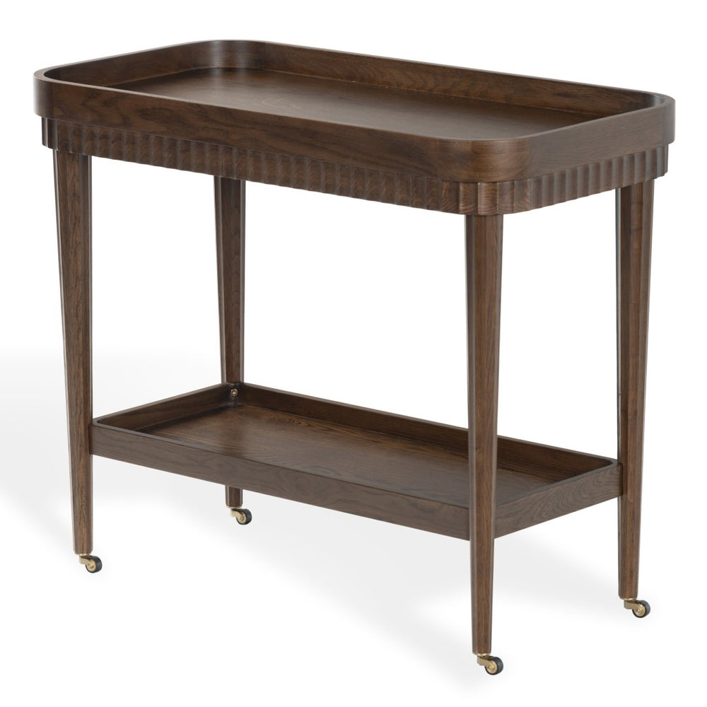 Safavieh FELICIABRIANA Wood Bar Cart - Stylish 2-Shelf Design for Entertaining & Versatile Storage Solution Walnut SFV4247B