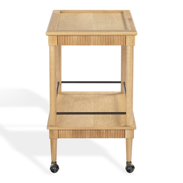 Safavieh Donnabrielle Elegant Wood 2 Shelf Barcart - Stylish Natural Finish For Effortless Entertaining Natural Wood ,Metal Sfv4248a