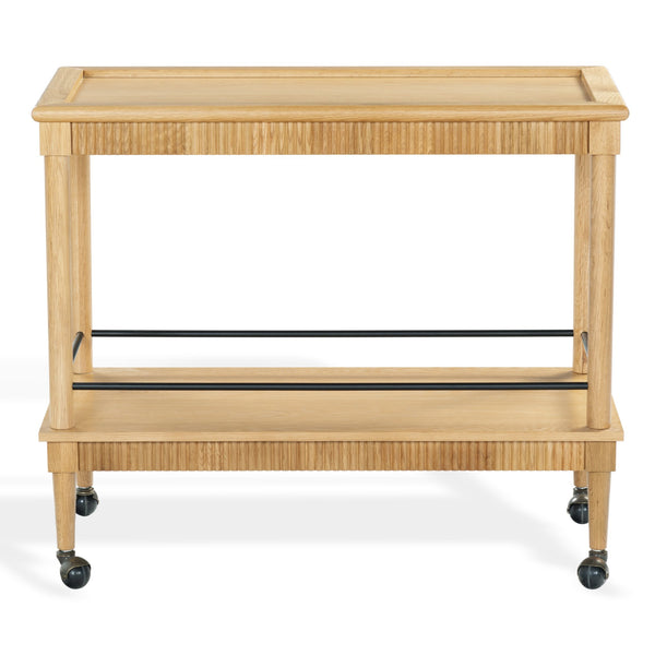Safavieh Donnabrielle Elegant Wood 2 Shelf Barcart - Stylish Natural Finish For Effortless Entertaining Natural Wood ,Metal Sfv4248a
