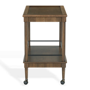 Safavieh Donnabrielle Elegant Wood 2 Shelf Barcart - Stylish Natural Finish For Effortless Entertaining Walnut Wood ,Metal Sfv4248b