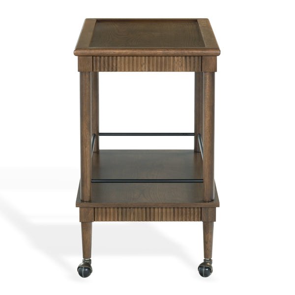 Safavieh Donnabrielle Elegant Wood 2 Shelf Barcart - Stylish Natural Finish For Effortless Entertaining Walnut Wood ,Metal Sfv4248b