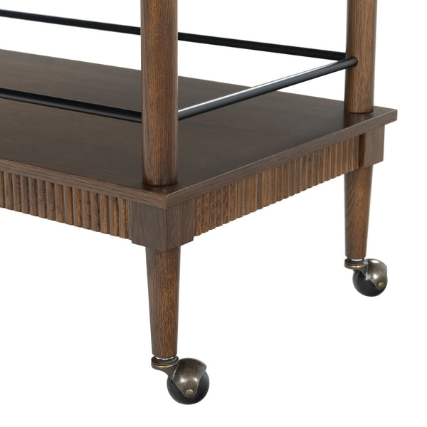 Safavieh Donnabrielle Elegant Wood 2 Shelf Barcart - Stylish Natural Finish For Effortless Entertaining Walnut Wood ,Metal Sfv4248b