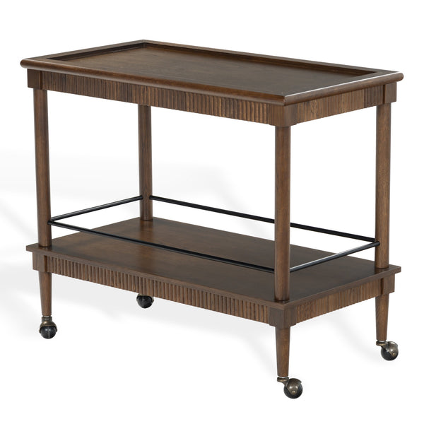Safavieh Donnabrielle Elegant Wood 2 Shelf Barcart - Stylish Natural Finish For Effortless Entertaining Walnut Wood ,Metal Sfv4248b