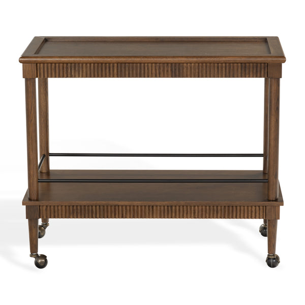 Safavieh Donnabrielle Elegant Wood 2 Shelf Barcart - Stylish Natural Finish For Effortless Entertaining Walnut Wood ,Metal Sfv4248b