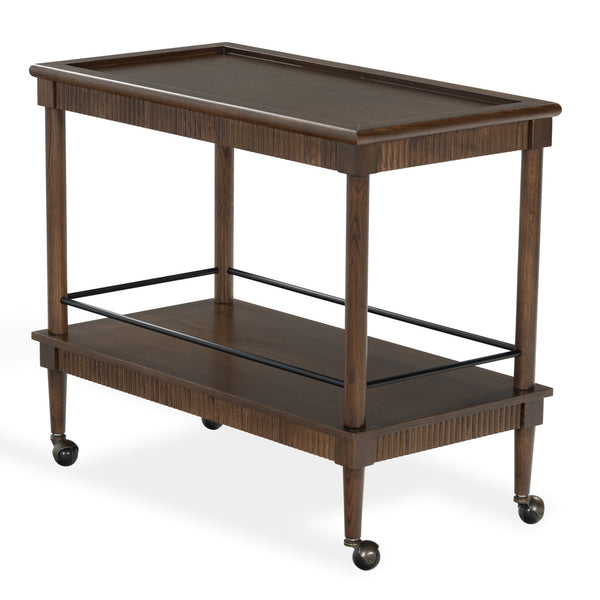 Safavieh Donnabrielle Elegant Wood 2 Shelf Barcart - Stylish Natural Finish For Effortless Entertaining Walnut Wood ,Metal Sfv4248b