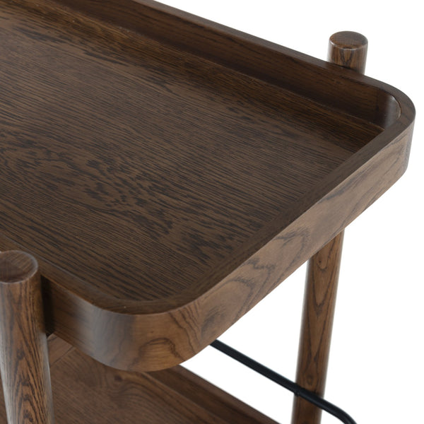 Safavieh Krystof Wood 2 Shelf Barcart - Stylish Blend Of Modern Elegance And Versatile Charm For Any Space Walnut Wood ,Metal Sfv4249b