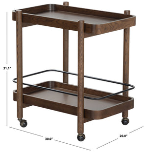 Safavieh KRYSTOF Wood 2 Shelf Barcart – Stylish & Functional Storage Solution for Modern Entertaining Spaces Walnut SFV4249B